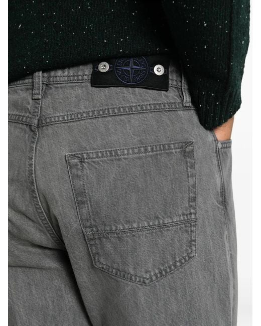 Stone Island Gray J100005 Light Bull Denim-Tc Straight-Leg Jeans for men
