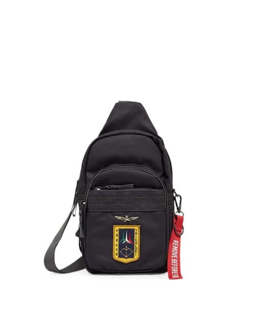 Aeronautica Militare Blue Logo-Patch Zip-Around Belt Bag for men