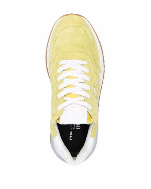 Philippe Model Yellow Panelled Low-Top Suede Sneakers