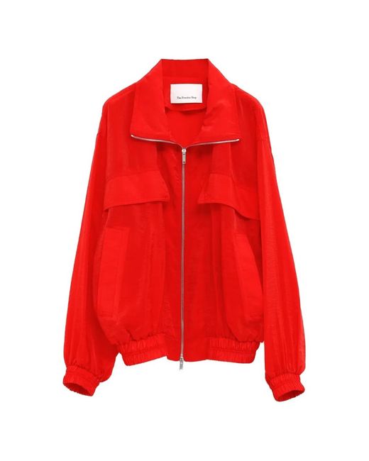 Frankie Shop Red Zip-Up Elasticated-Trim Jacket