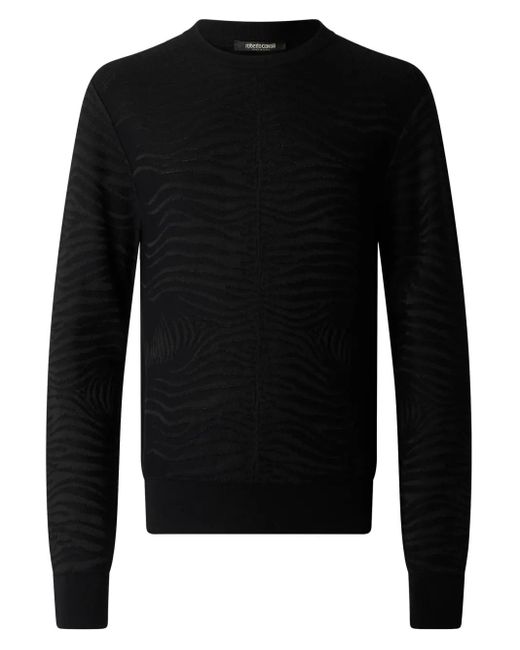 メンズ Roberto Cavalli ゼブラプリント セーター Black