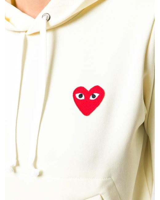 COMME DES GARÇONS PLAY White Heart-Patch Hoodie