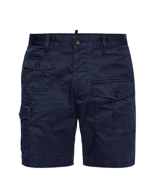 DSquared² Blue Buttoned Cargo Shorts for men