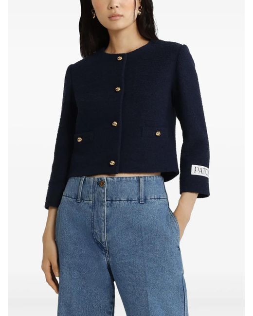 Patou Blue Collarless Blazer