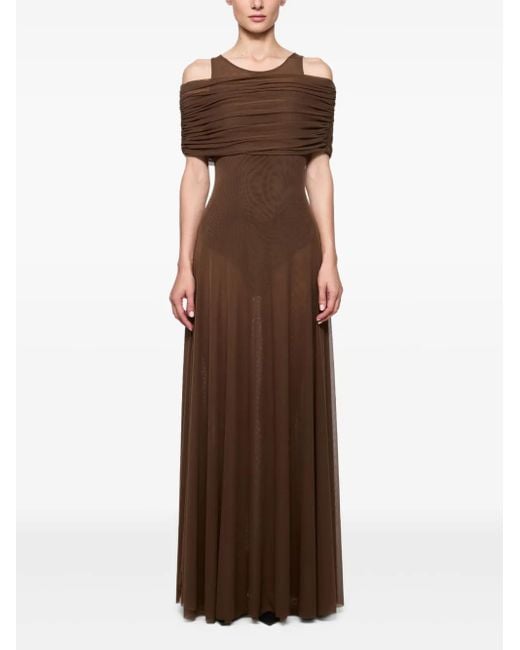 Atu Body Couture Brown Off-Shoulder Maxi Dress
