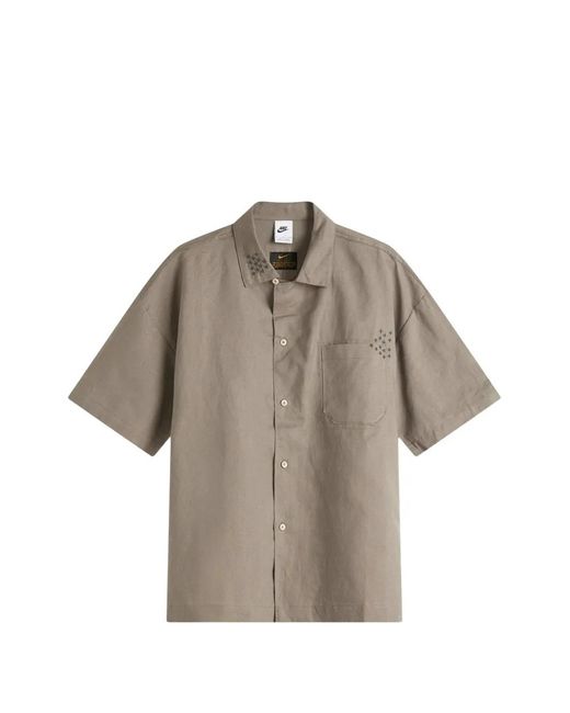 Nike Gray Embroidery Short-Sleeve Shirt for men