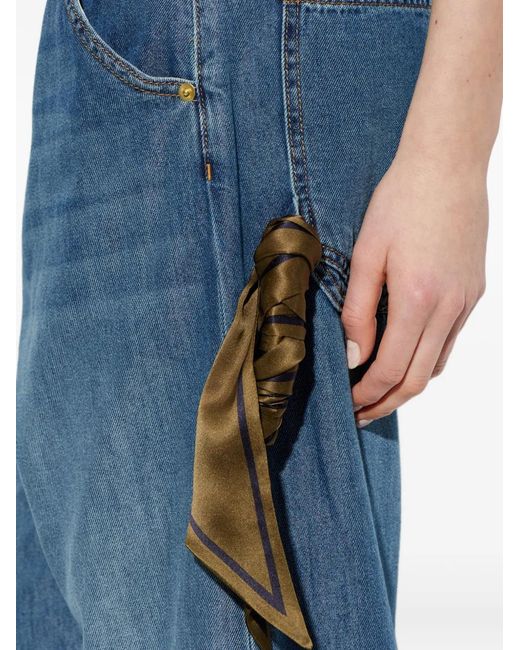 DARKPARK Blue Scarf-Detail Belt-Loop Jeans