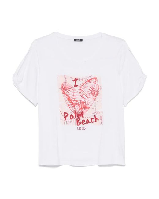 Camiseta con eslogan estampado Liu Jo de color White