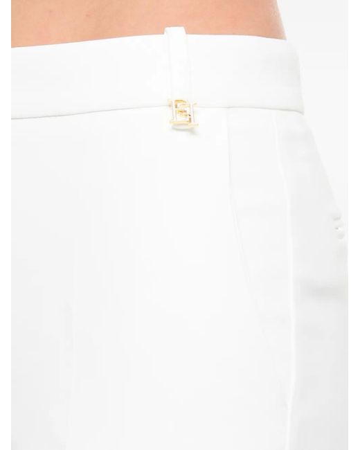 Elisabetta Franchi White Chain-Detail Trousers