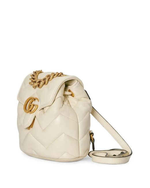Gucci White Gg Marmont Leather Backpack