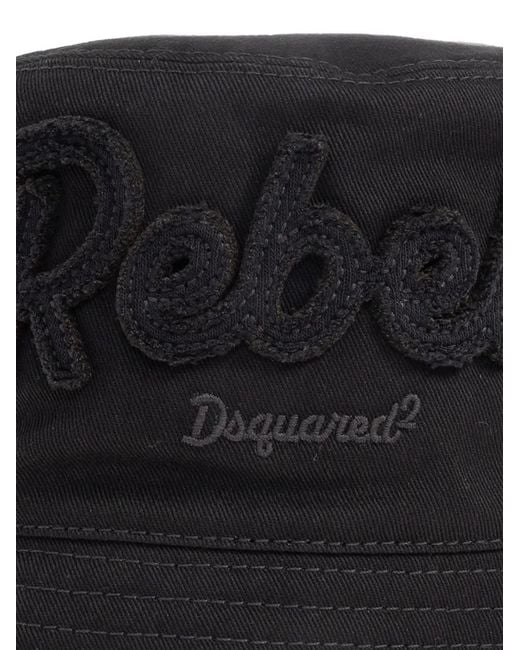 DSquared² Black Rebels-Appliqué Bucket Hat for men
