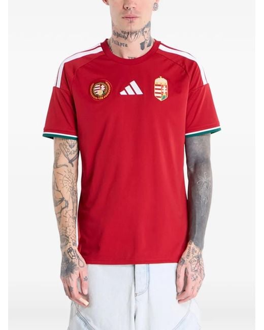 Adidas Red Hungary 26 3-Stripes T-Shirt for men