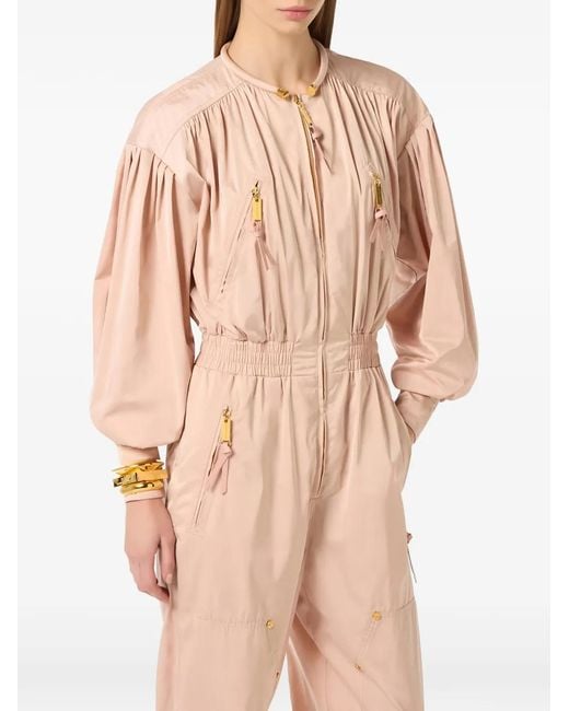 Elisabetta Franchi Pink Rivet-Embellished Voile Jumpsuit
