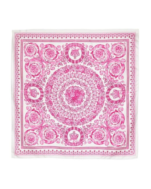 Versace Pink Floral-print Scarf
