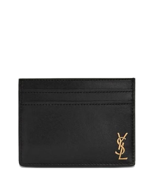 Saint Laurent Black Logo-Plaque Cardholder for men