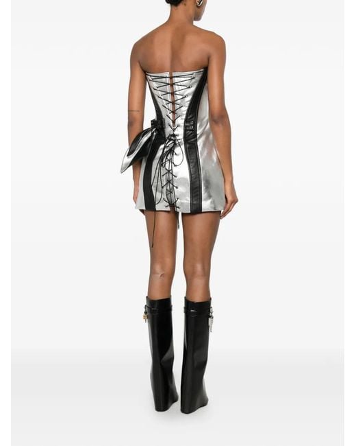 MITILIANE COUTURE Metallic Lace-Up-Fastening Mini Dress