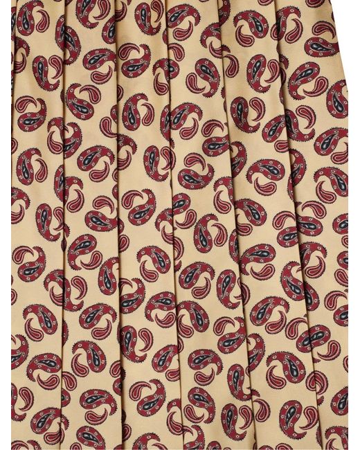 Burberry Natural Paisley-Print Silk Pleated Midi Skirt