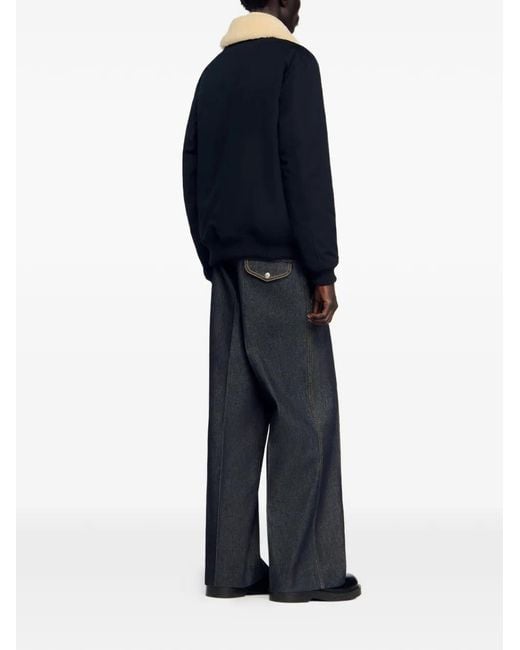 Sandro Black Removable Collar Jacket for men