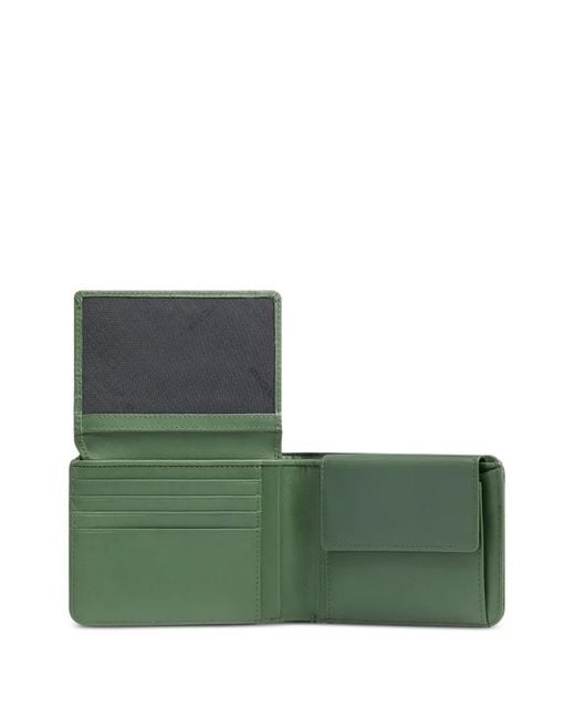Piquadro Green Mesh-Texture Flip-Up Wallet for men