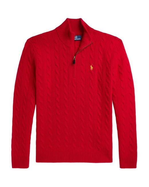メンズ Polo Ralph Lauren ケーブルニット セーター Red