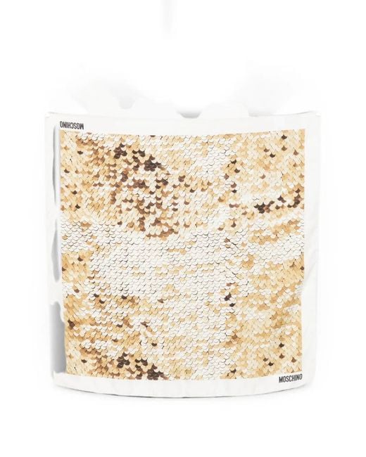 Moschino Natural Sequin-Print Silk Scarf