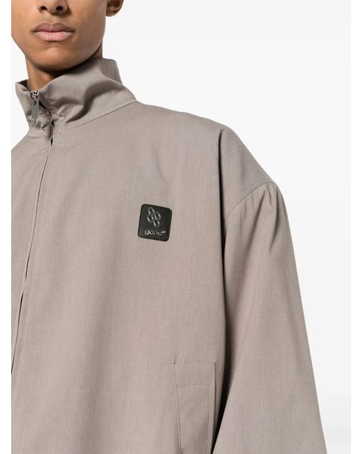 Gcds Gray Logo-Appliqué Drop-Shoulder Jacket for men