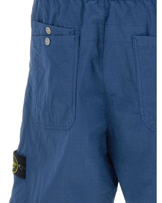 メンズ Stone Island Logo-patch Shorts Blue