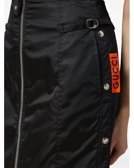 Gucci Black A-line Zip-up Midi Skirt
