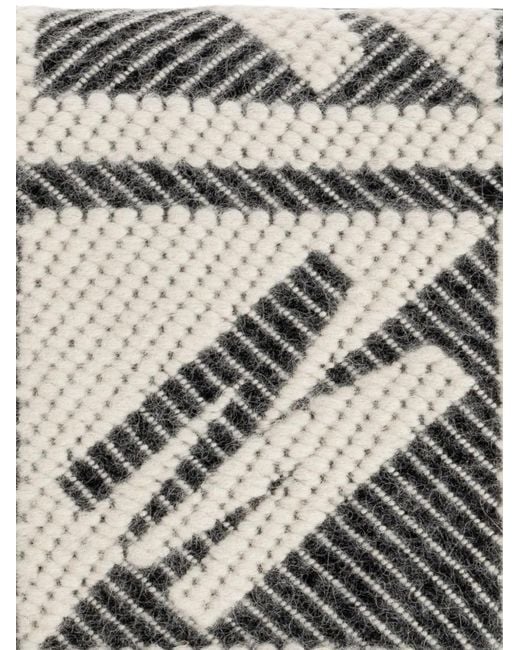 Moschino Gray Geometric-Pattern Logo-Patch Scarf