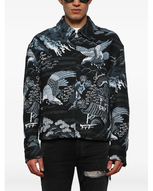 Amiri Black Crane Tapestry Jacket for men