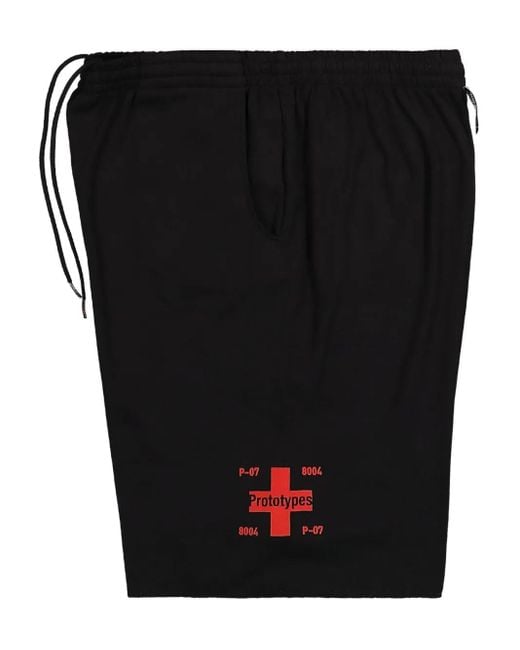PROTOTYPES Black Waffle Bermuda Shorts for men