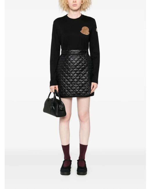 Moncler Black Logo-Patch Long-Sleeve Top