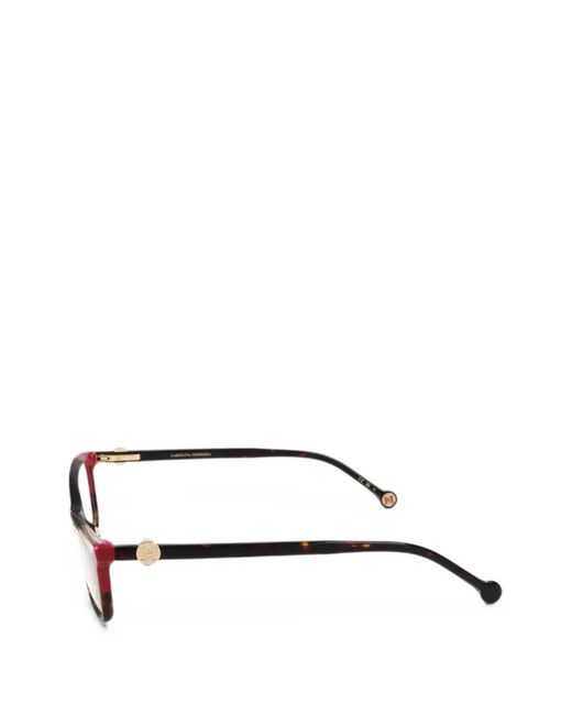 Carolina Herrera Red Rectangle-Frame Glasses