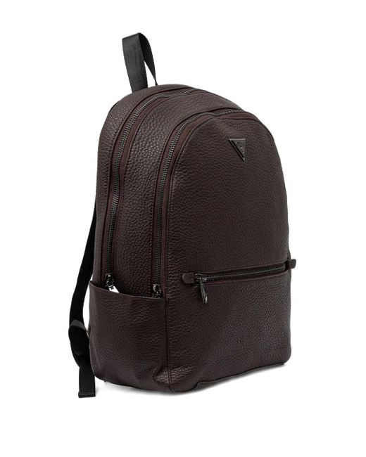 Guess Black Textured Zip-Fastening Backpack for men