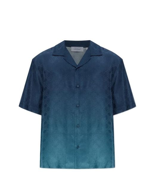 Off-White c/o Virgil Abloh Blue Arrow Monogram Jacquard Bowling Shirt for men