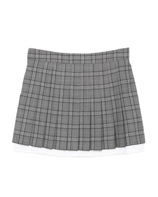 Juun.J Gray Wool Checked Skirt