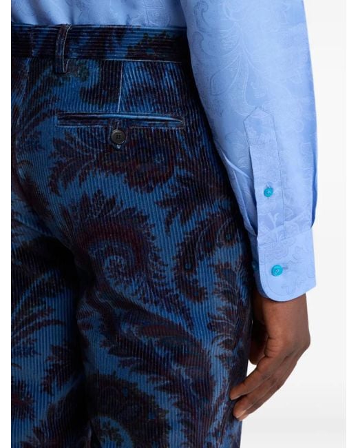Etro Geribbelde Broek in het Blue voor heren