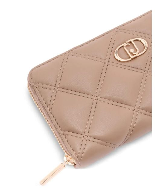 Liu Jo Brown Monogram-Plaque Quilted Wallet