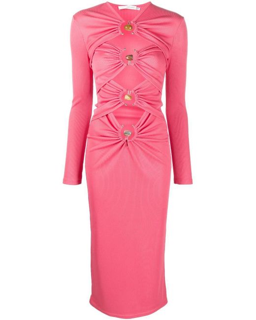 Christopher Esber Pink Long-sleeved Cut-out Dress