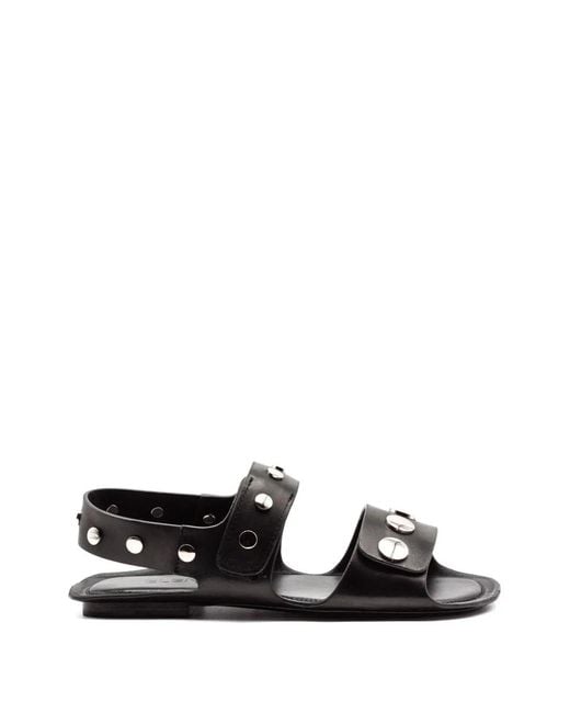 Elena Iachi White Studded Leather Sandals