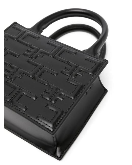 Elisabetta Franchi Black Mini Monogram Tote Bag