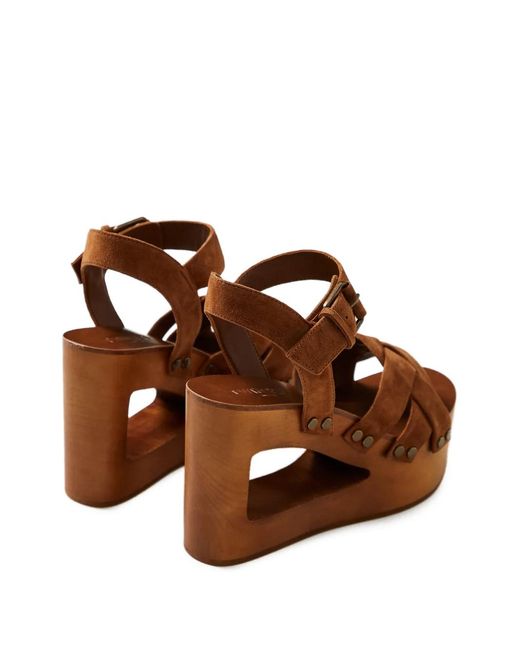 Twinset Brown Woven Platform Sandals