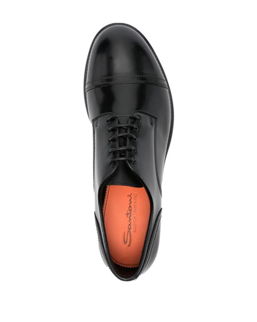 Santoni Black Patent Leather Oxford Shoes for men