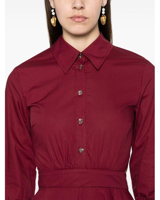 Liu Jo Red Cut-out Poplin Shirt Dress