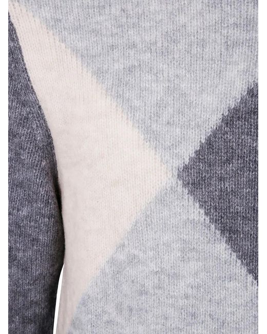 Ballantyne Gray Diamond-Pattern Wool Sweater for men