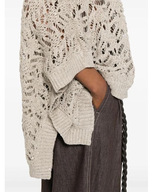 Top con cuello redondo Brunello Cucinelli de color Natural