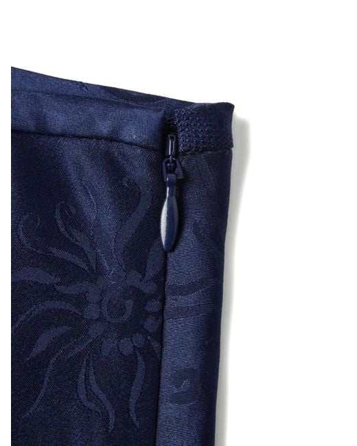 Shanghai Tang Blue Tang Jacquard Floral-Motif Midi Skirt