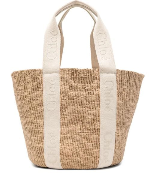 Chloé White Gewebter Shopper Aus Stroh