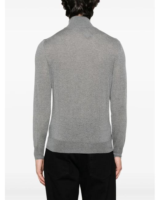 Canali Gray Half-Zip Wool Sweater for men