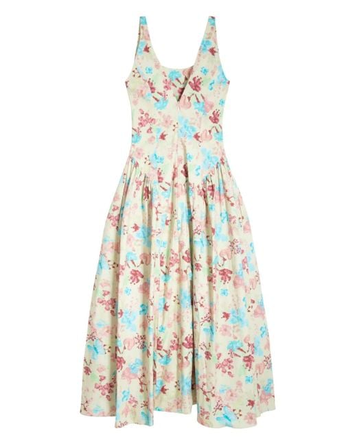 Isolda Palacete Midi-Jurk Met Bloemenprint in het White